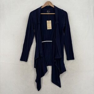 Dreamsacks Cardigan Sweater Womens S/M Navy Blue Bamboo Viscose Open Front NWT
